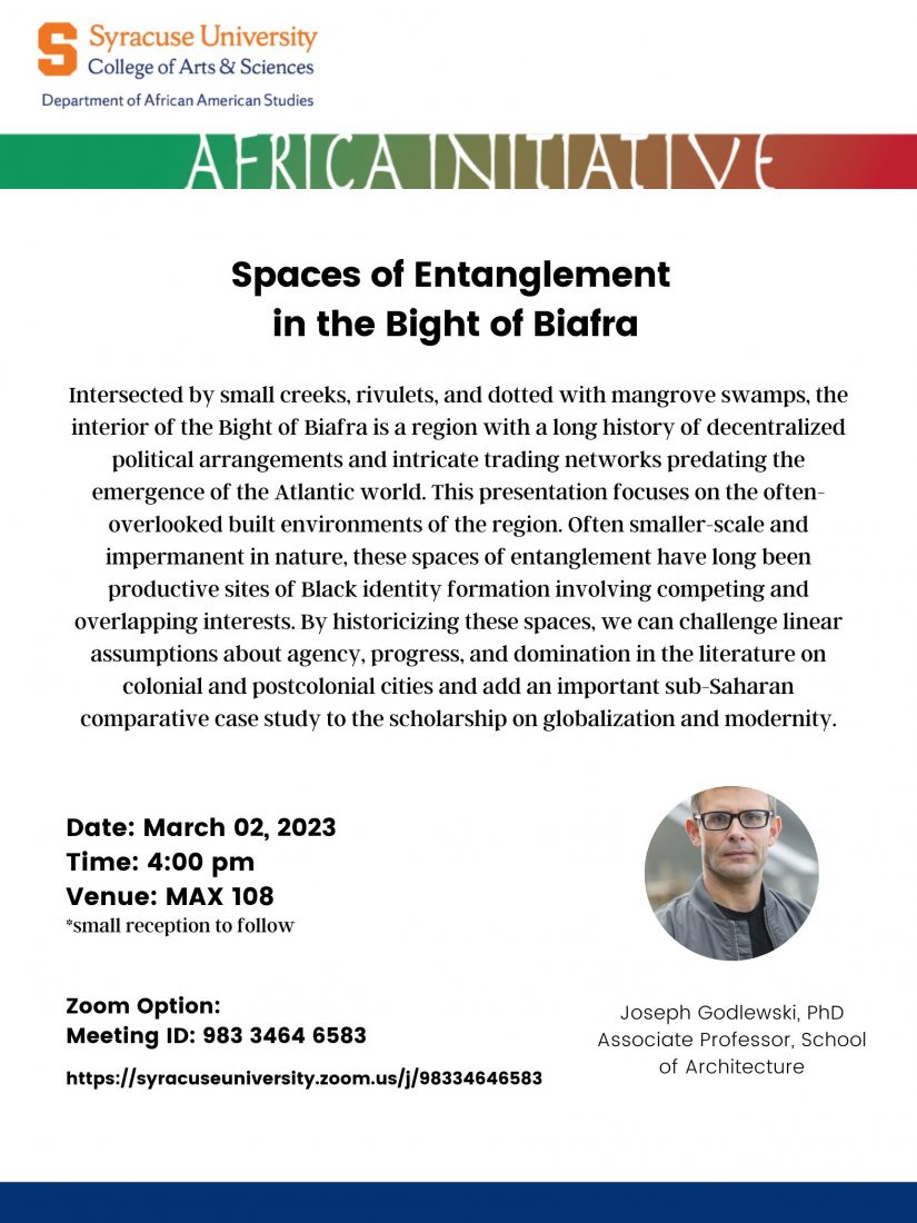 flyer for Spaces of Entanglement in the Bight of Biafra discussion