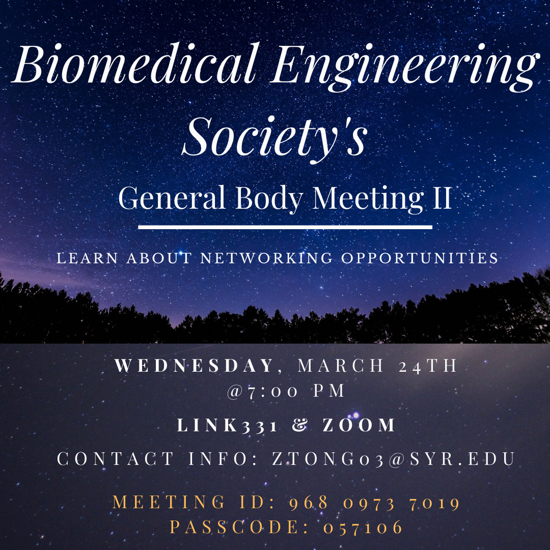 A good chance to meet more people in the bioengineering major.