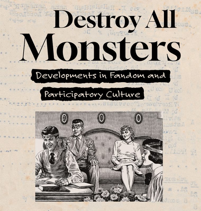 Destroy All Monsters with illustration of two men and two women sitting in parlor with headbands on