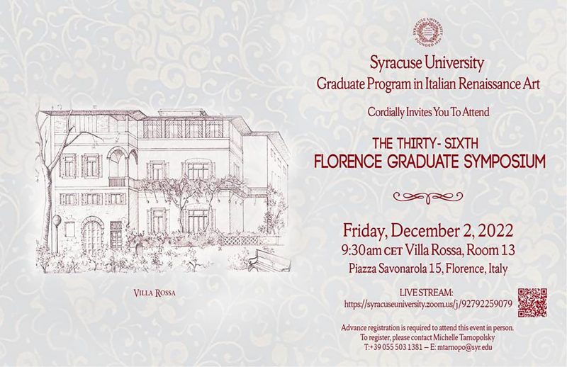 image of 36th Florence Symposium invitation with line drawing of the Villa Rossa