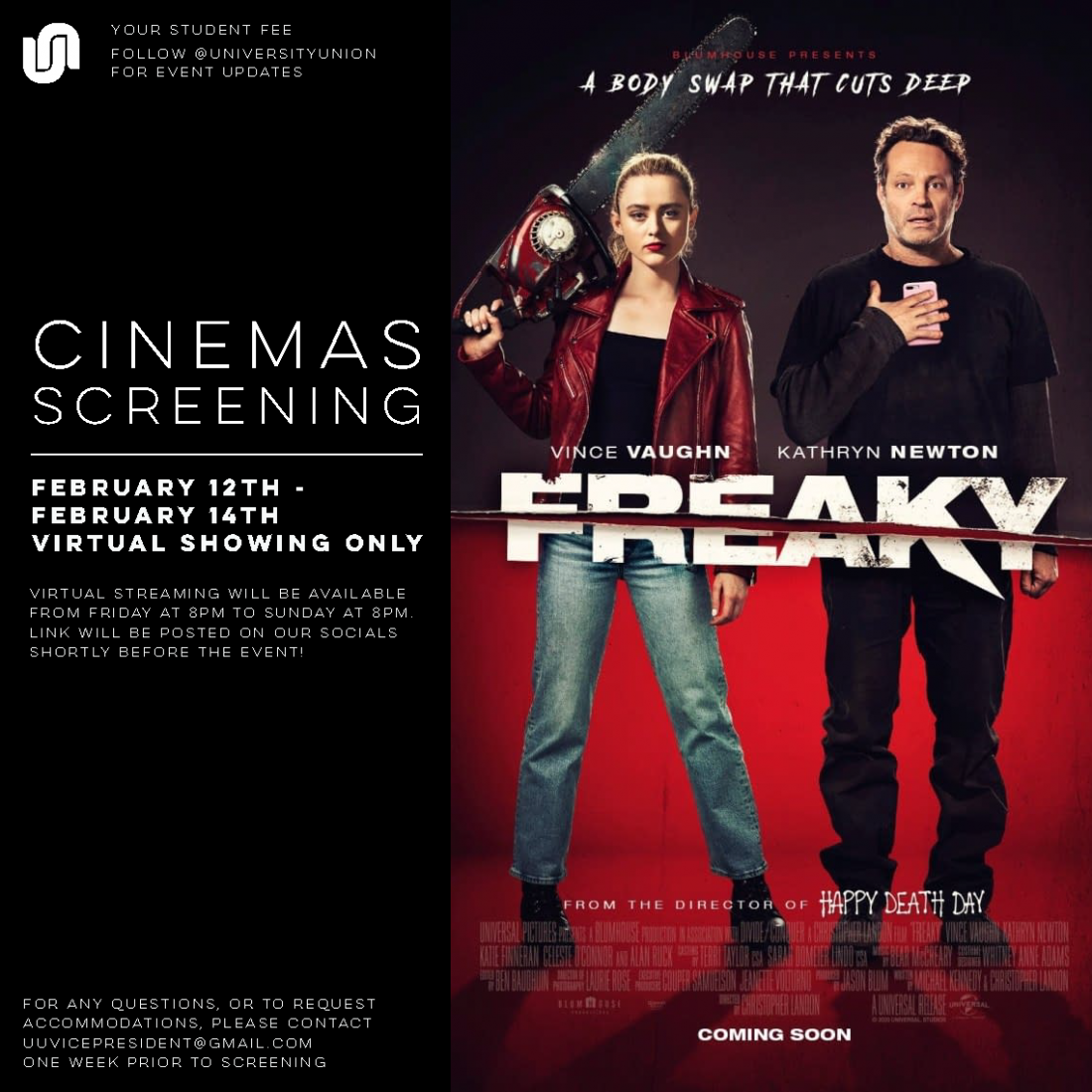Digital movie poster for the movie Freaky. 