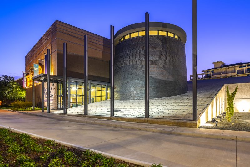 Holocaust Museum Houston exterior at night