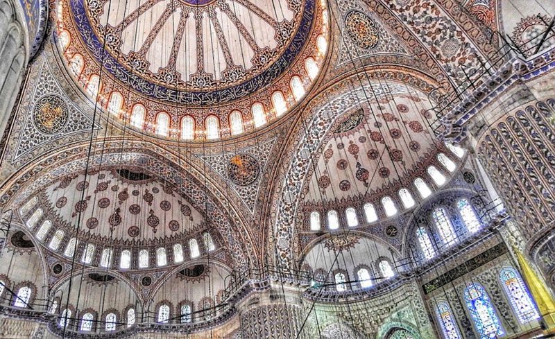 Ceiling of Blue Mosque in Istanbul, Turkey