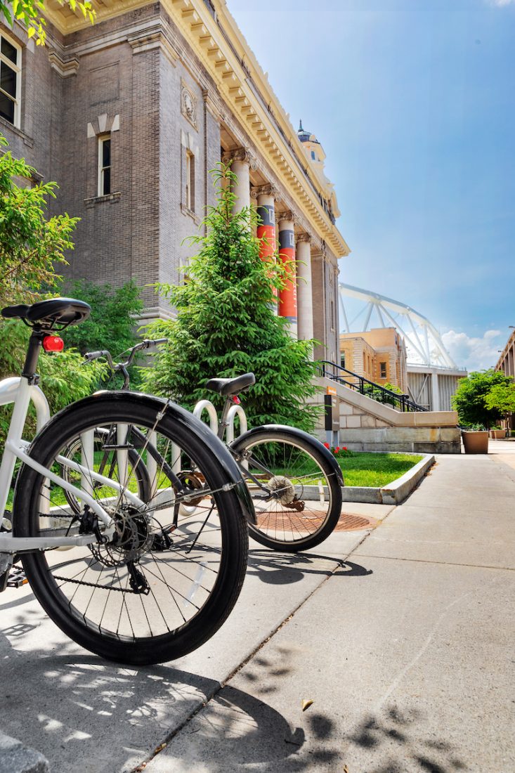 Bike on rack.