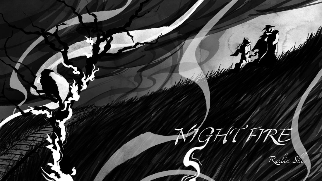A black and white illustration.