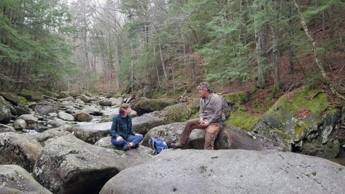 Dr. Rich Blundell and artist Rita Leduc at Hubbard Brook Experimental Forest