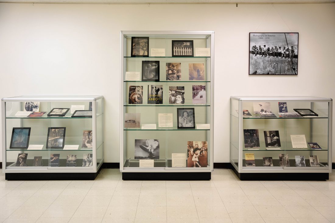three display cases