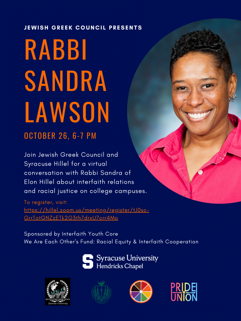 Flyer with photo of Rabbi Sandra Lawson