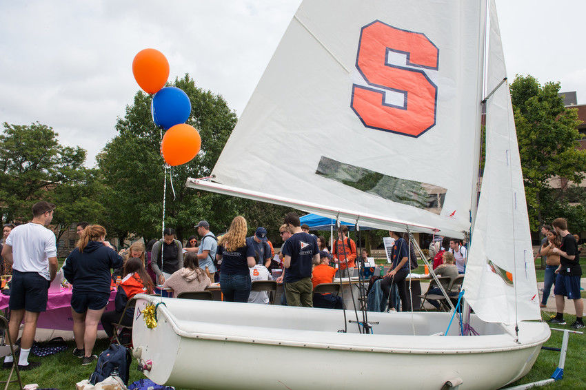 A Syracuse Sailing Club sailboat during the Involvement Fair.
