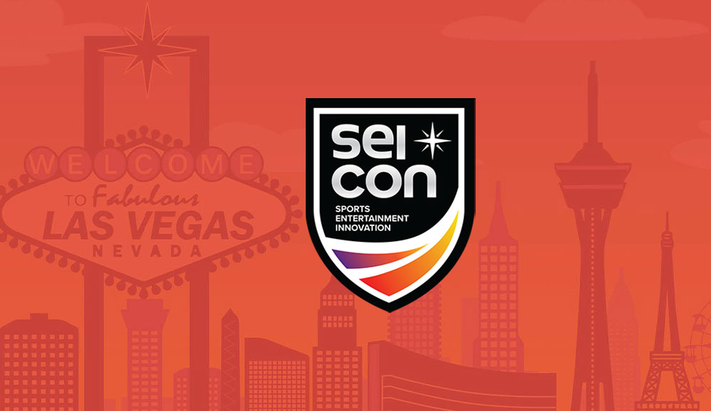 SEICon logo on a welcome to fabulous Las Vegas graphic