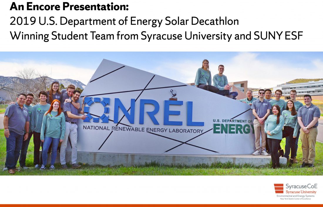 2019 solar decathlon team from Syracuse University and SUNY ESF at the US Department of Energy national renewable energy laboratory