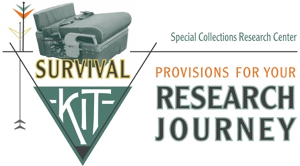 airplane seat with words Survival Kit: Provisions for your Research Journey