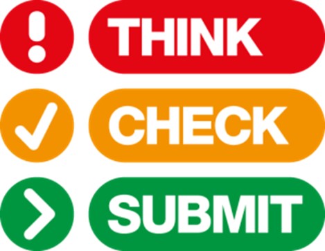 icons to represent think check submit
