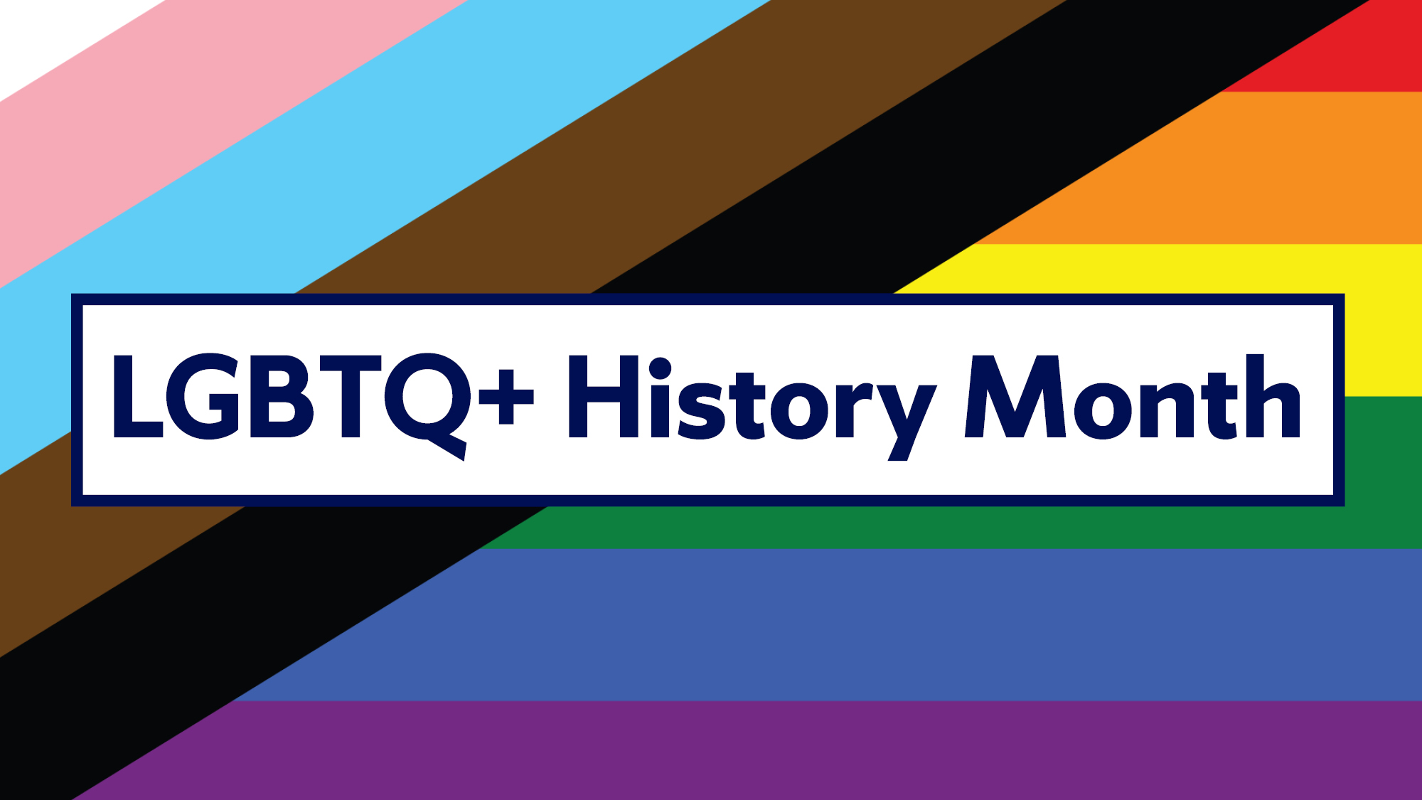 Pride flag with LGBTQ+ History Month in text over the flag