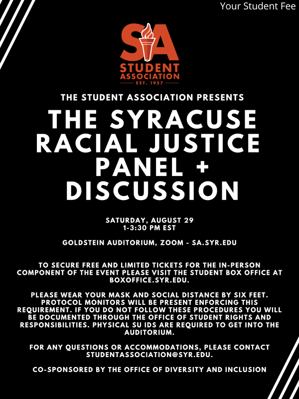 The Student Association Presents The Syracuse Racial Justice Panel + Discussion