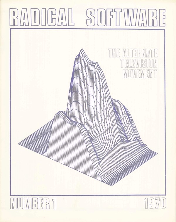 illustration of 3d graph with words Radical Software on top, The Alternative Television Movement on the side, and Number 1 1970 at the bottom