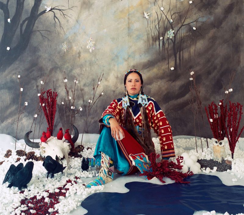 Wendy Red Star self portrait in traditional Native dress