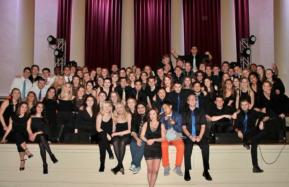 The A Cappella Council, which contains all six Syracuse A Cappella groups, posing for a photo after After Hours 2017, which is one of our combined performances. It took place at Hendricks Chapel.