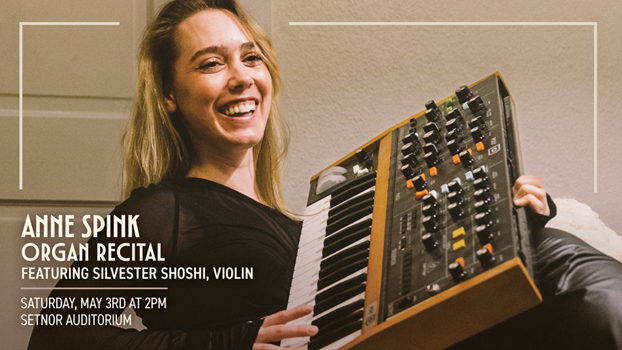 Promotion poster with Anne Spink holding a synthesizer.