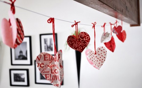 interior image with a garland of hearts