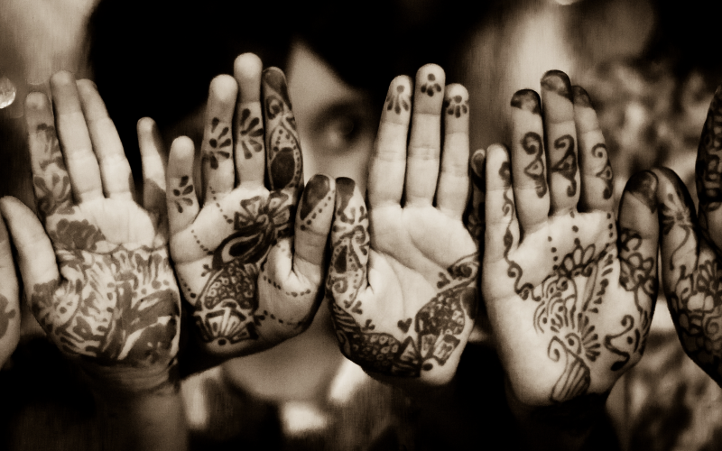 Henna decorated hands