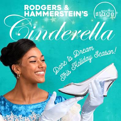 Cinderella holds a glass slipper on a flier for "Rodgers & Hammerstein's Cinderella."