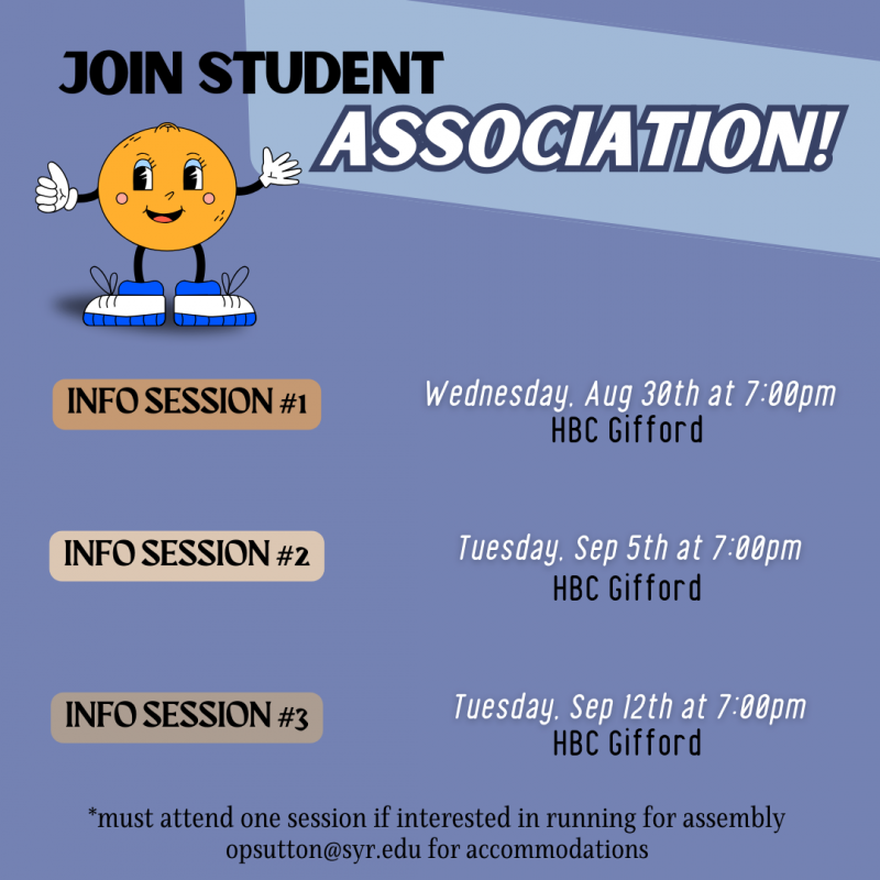Student Association Information Session flyer.