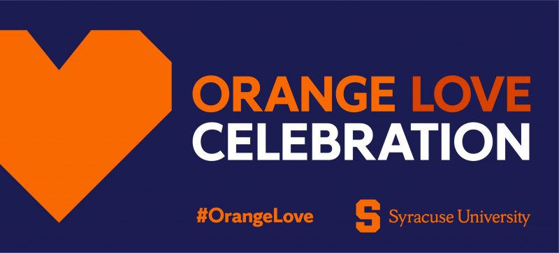 Text: Orange Love Celebration with Orange heart