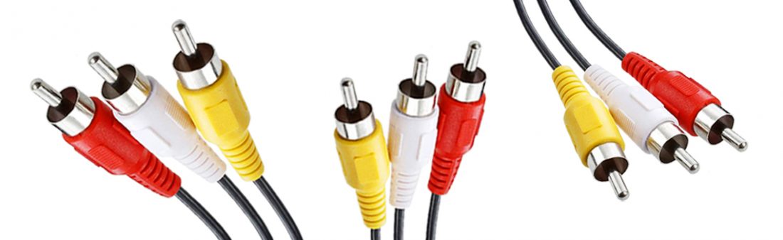 yellow, white and red cords that plug into television from gaming system