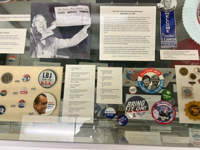 display case with presidential memorabilia