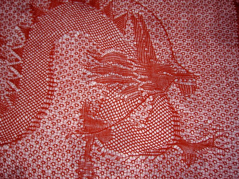 Red knitted fabric