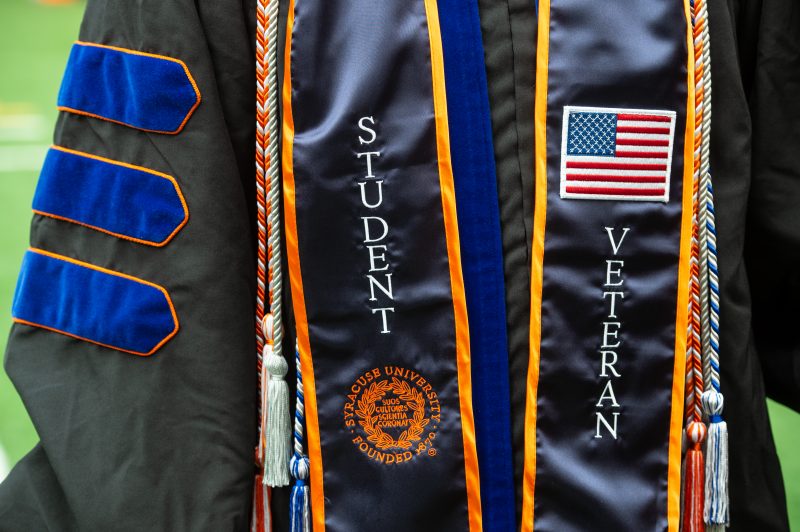 Sash worn by a graduating student veteran.