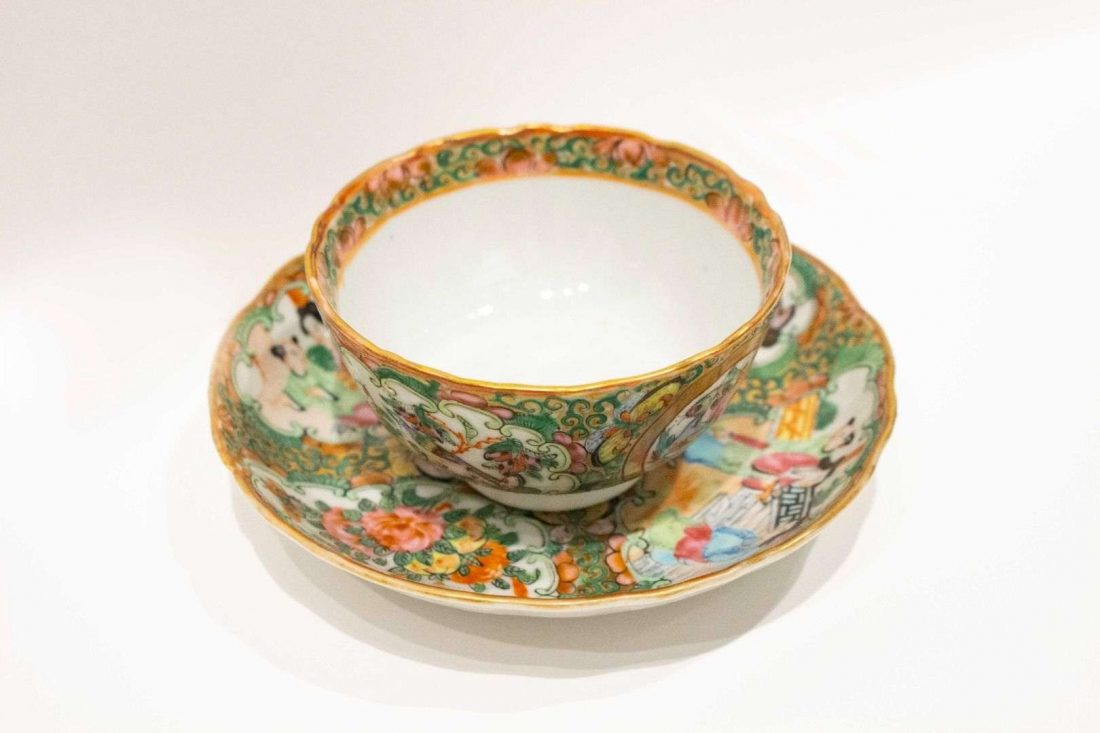 Chinese, Rose Medallion Cup and Saucer, 19th century, porcelain, Everson Museum of Art; Gift of Mary and Paul Brandwein, 1997.6.111